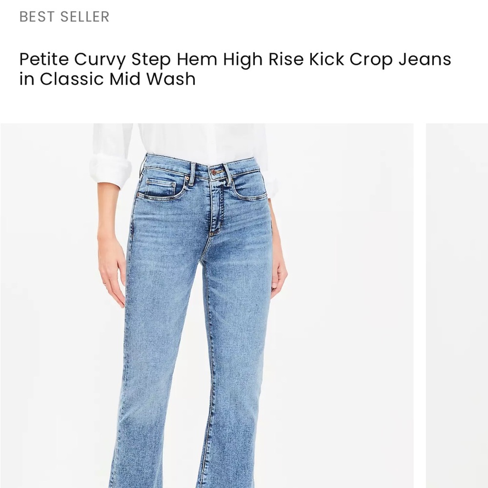 Curvy Step Hem High Rise Kick Crop Jeans - Classic Mid Wash